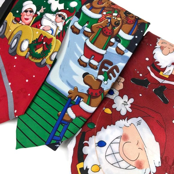 Men's Novelty Christmas Themed Necktie Lot of 4 - Picture 2 of 8